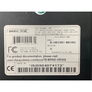 ITAC SYSTEMS B-MPIND-XROHS TRACKBALL PS2